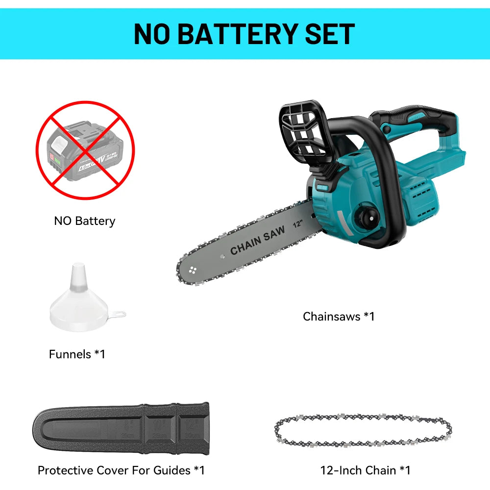 YEARTOP 12 Inch Brushless Electric Chainsaw LED Display Cordless Garden Woodworking Chain Saw Power Tool For Makita 18V Battery