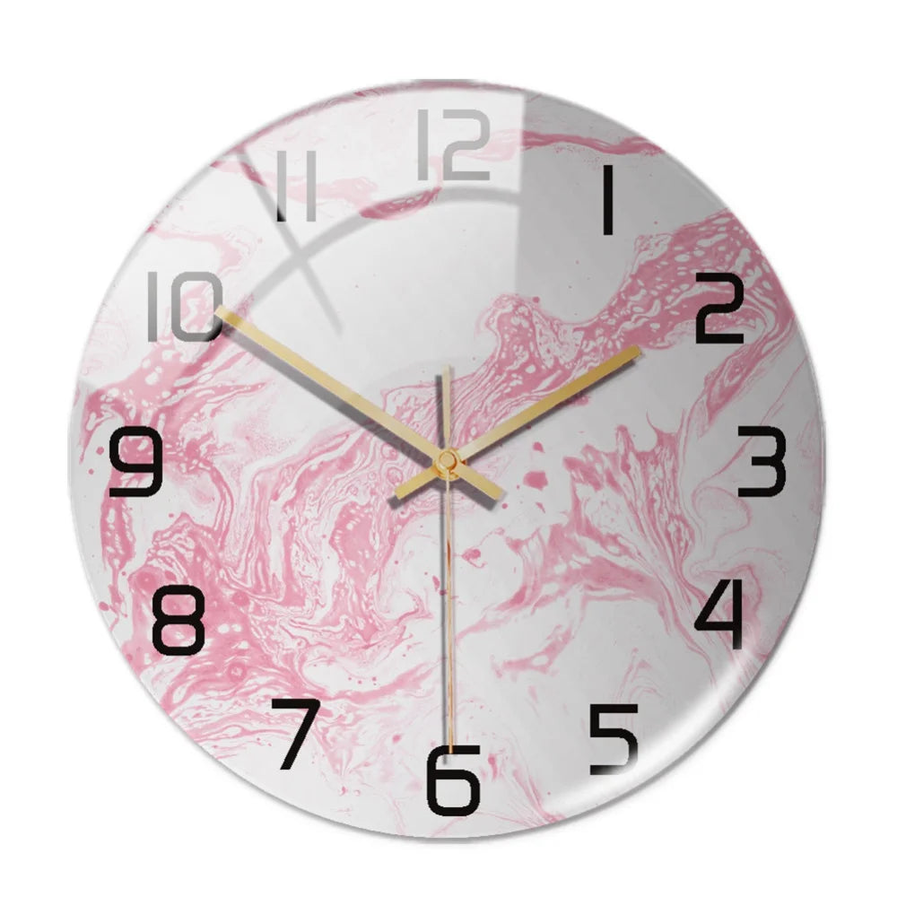 30CM Wall Clock New Listing Round Marble Three-Dimensional Clock Home Decorations For Living Room Kitchen Bedroom And Office