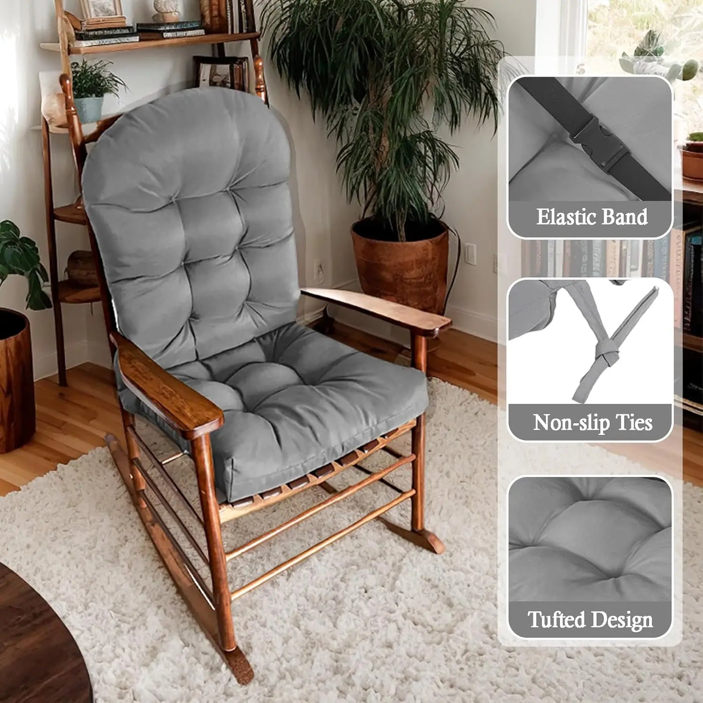 Thick Water-Resistant Cushion for Adirondack and Rocking Chairs, High Elasticity PP Cotton, Size 44x19x4