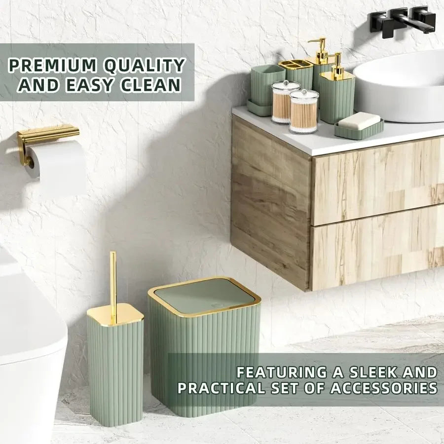 Accessories Set 25PC Sage Green Bathroom Set, Bathroom Set with Shower Curtain and Rugs, Sage Green Shower Curtain Set, Bathroo