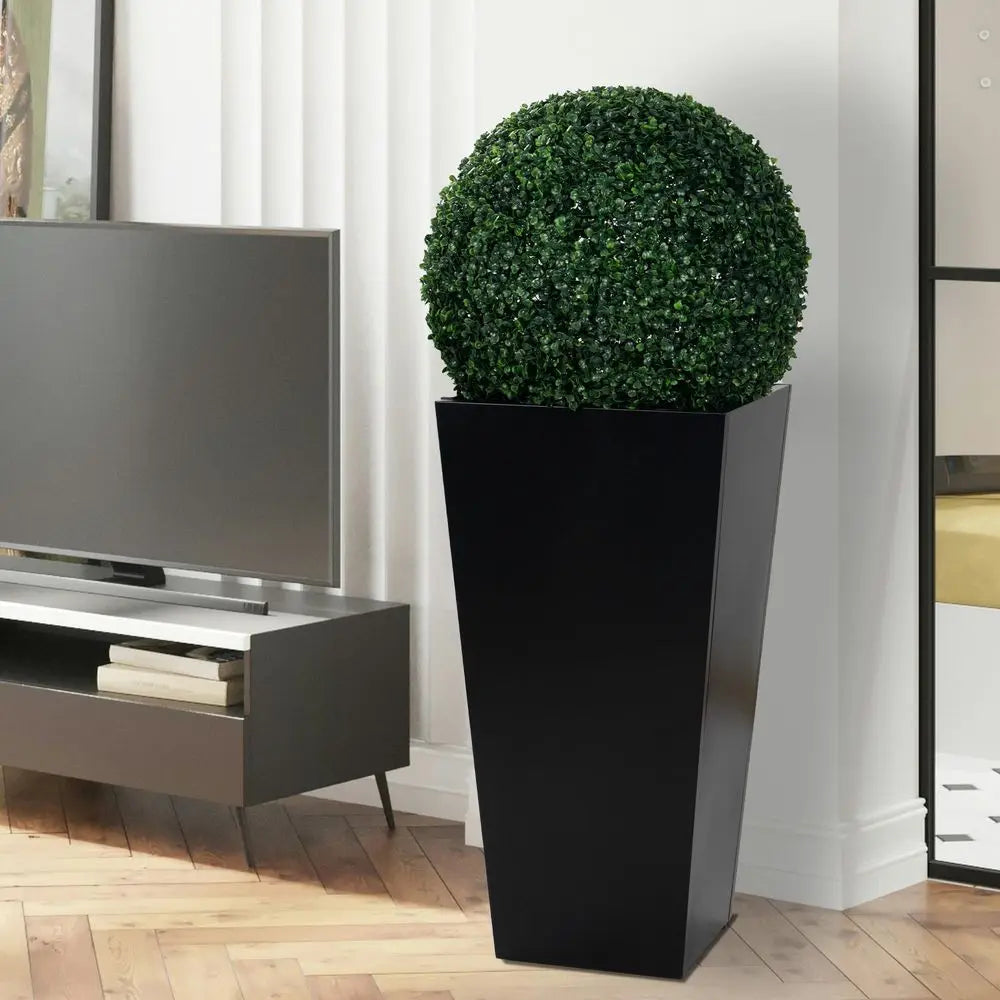 30 Hx15.4 Lx15.4 W Tall Taper Black Metal Planter Flower Plant Pot Indoor Outdoor Planters Steel Flower Pot AllWeather Use -HOT
