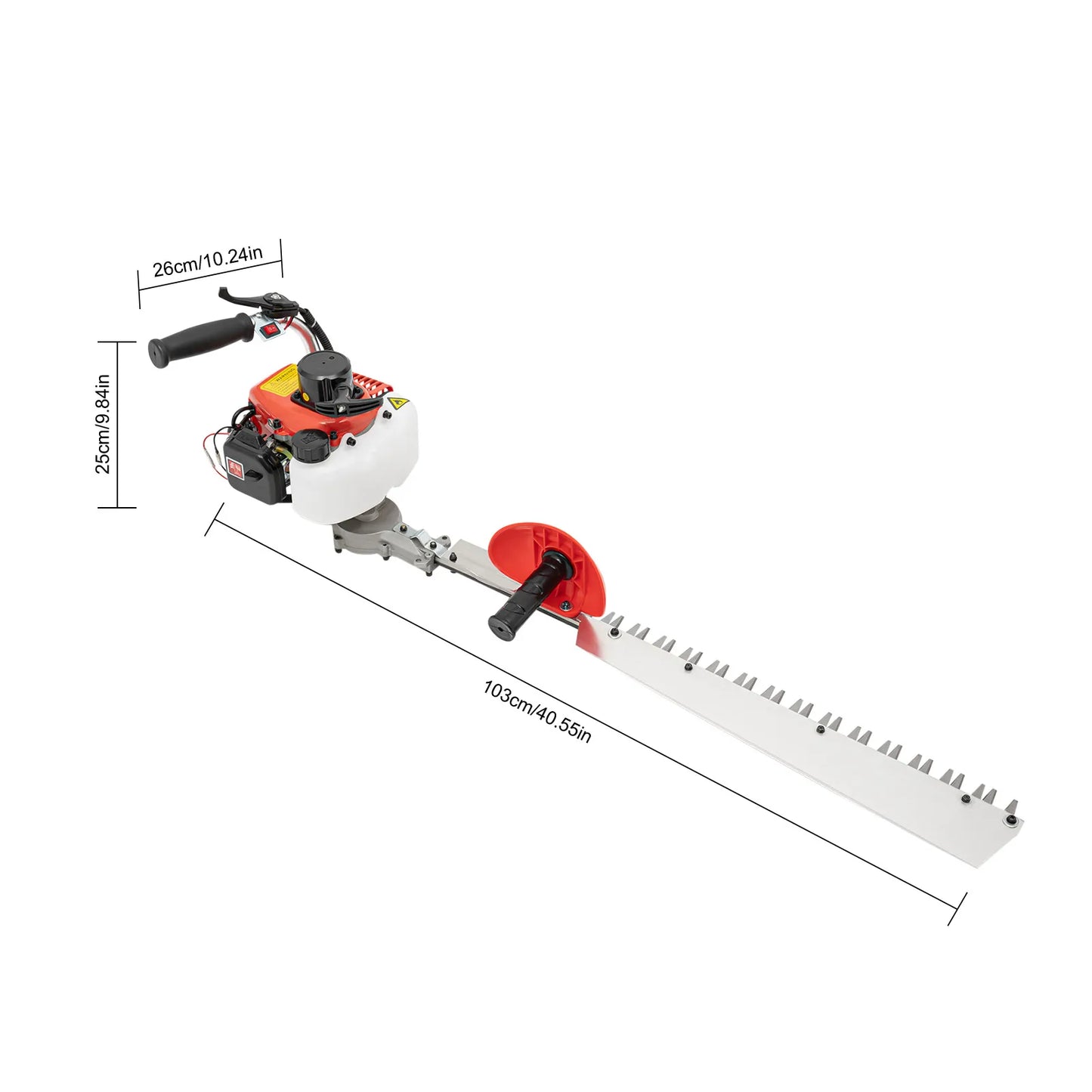 22.5cc Gasoline Hedge Trimmer, 27.5 Inch Single Blade Brush Cutter with Anti-Vibration Handle, 2-Stroke Garden Trimmer