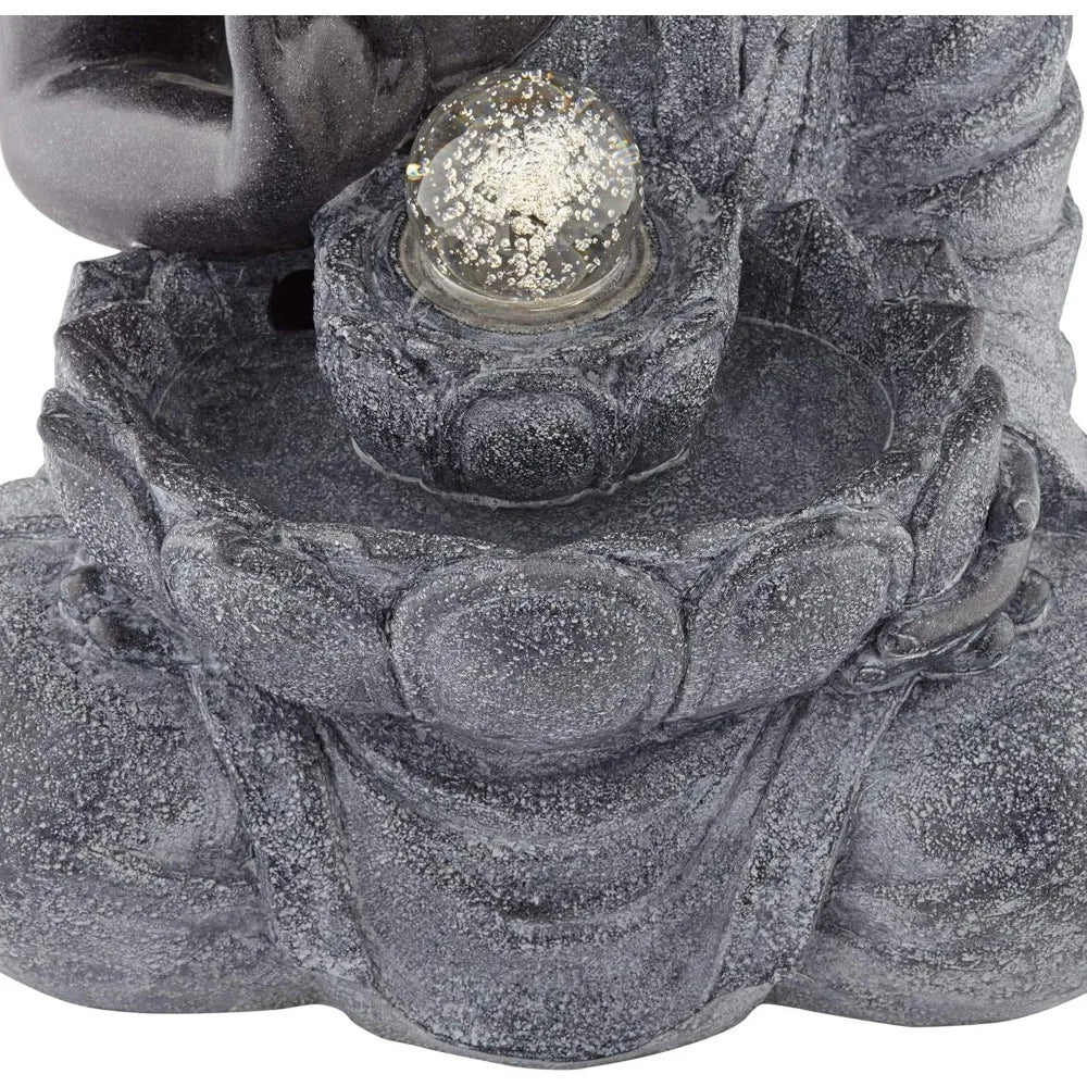 Sitting Buddha 28" High Large Zen Asian Indoor Outdoor Decor Faux Stone Floor Water Fountain with Light LED Standing Water Featu