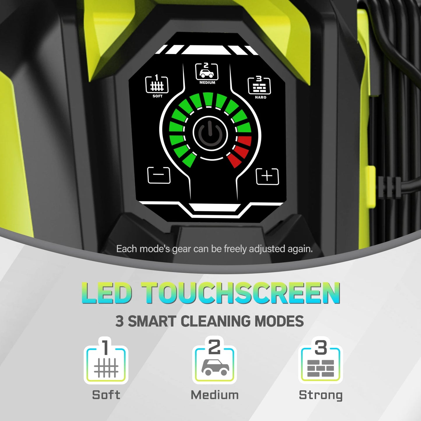 Electric Pressure Washer 5000PSI-Max 3.6GPM Power Washer Touch Screen Adjustable Pressure,4 Nozzles and 500ml Foam Cannon