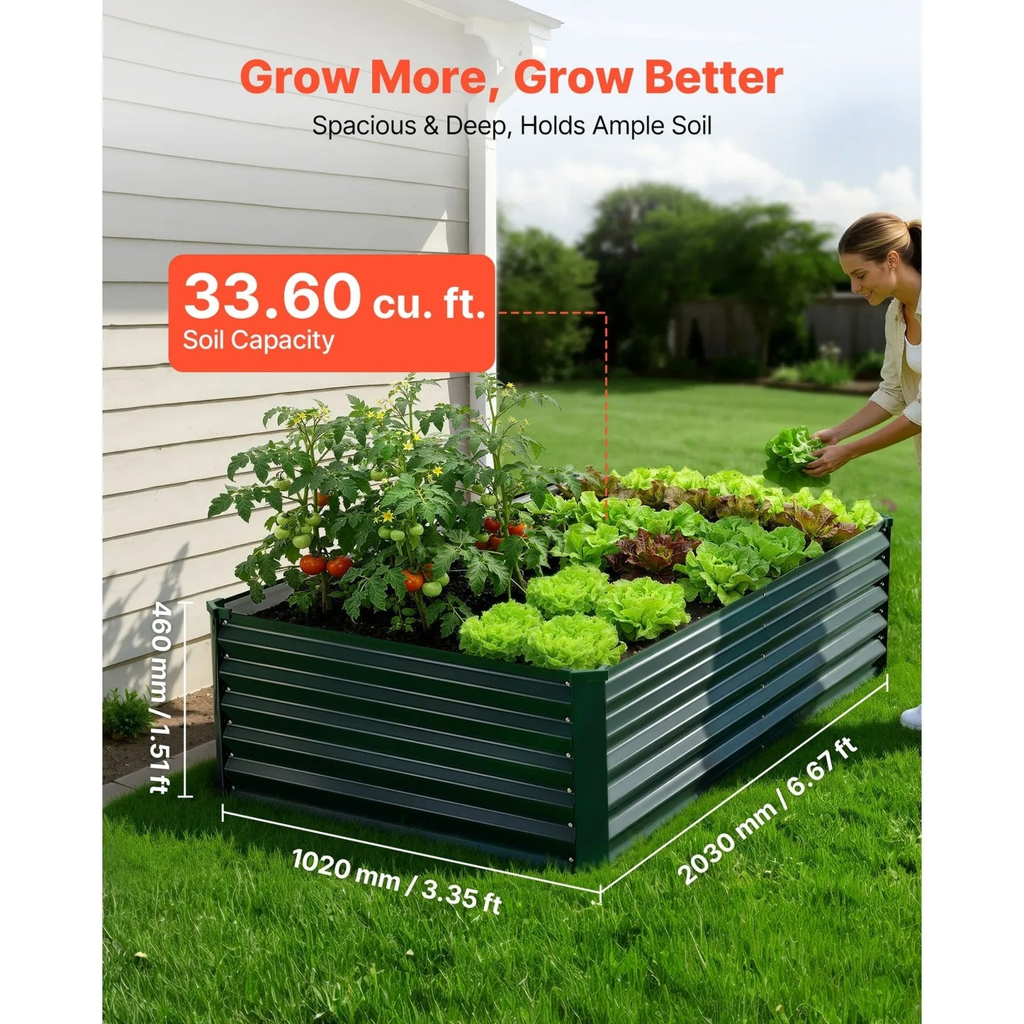 Galvanized Metal Raised Garden Bed 6.67x3.35x1.51 ft Rectangular Planter