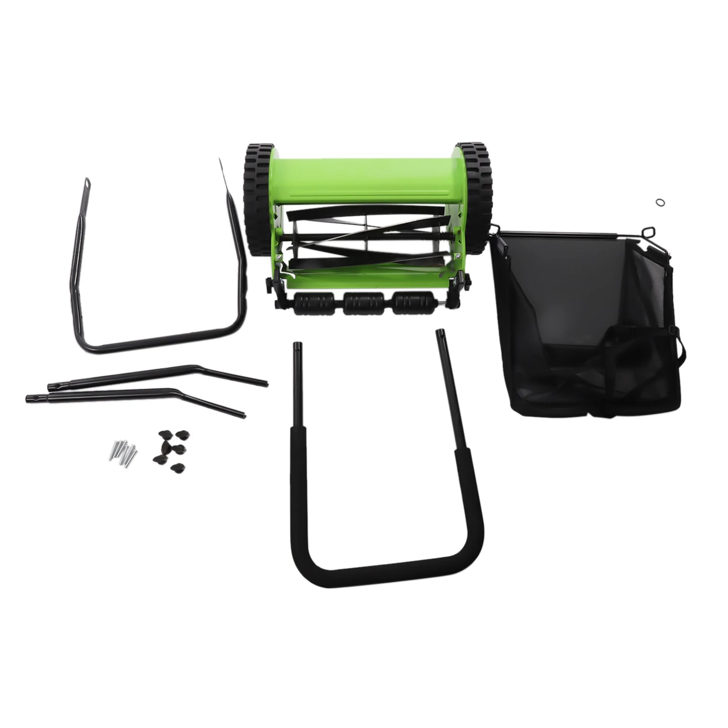 5-Blade Wheeled Lawn Mower Manual Reel Push Walk Behind Dual Adjustable Height