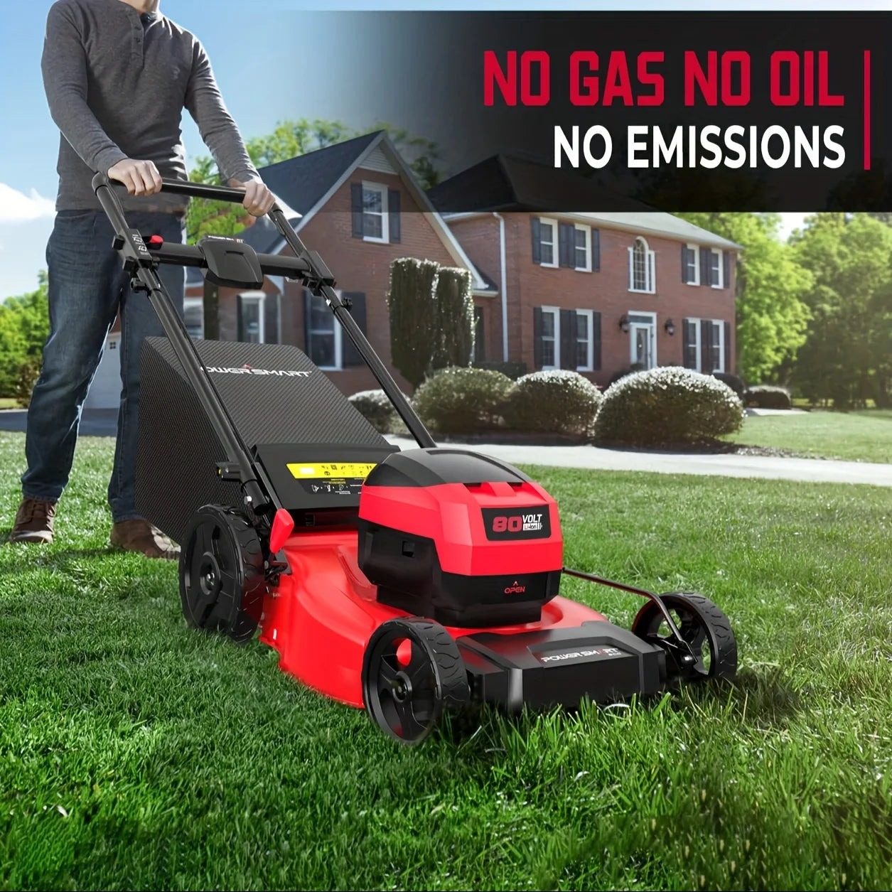 PowerSmart 80V 21in 3-in-1 Push Cordless Lawn Mower, Brushless Battery Lawn Mower with 6.0Ah Battery and Charger