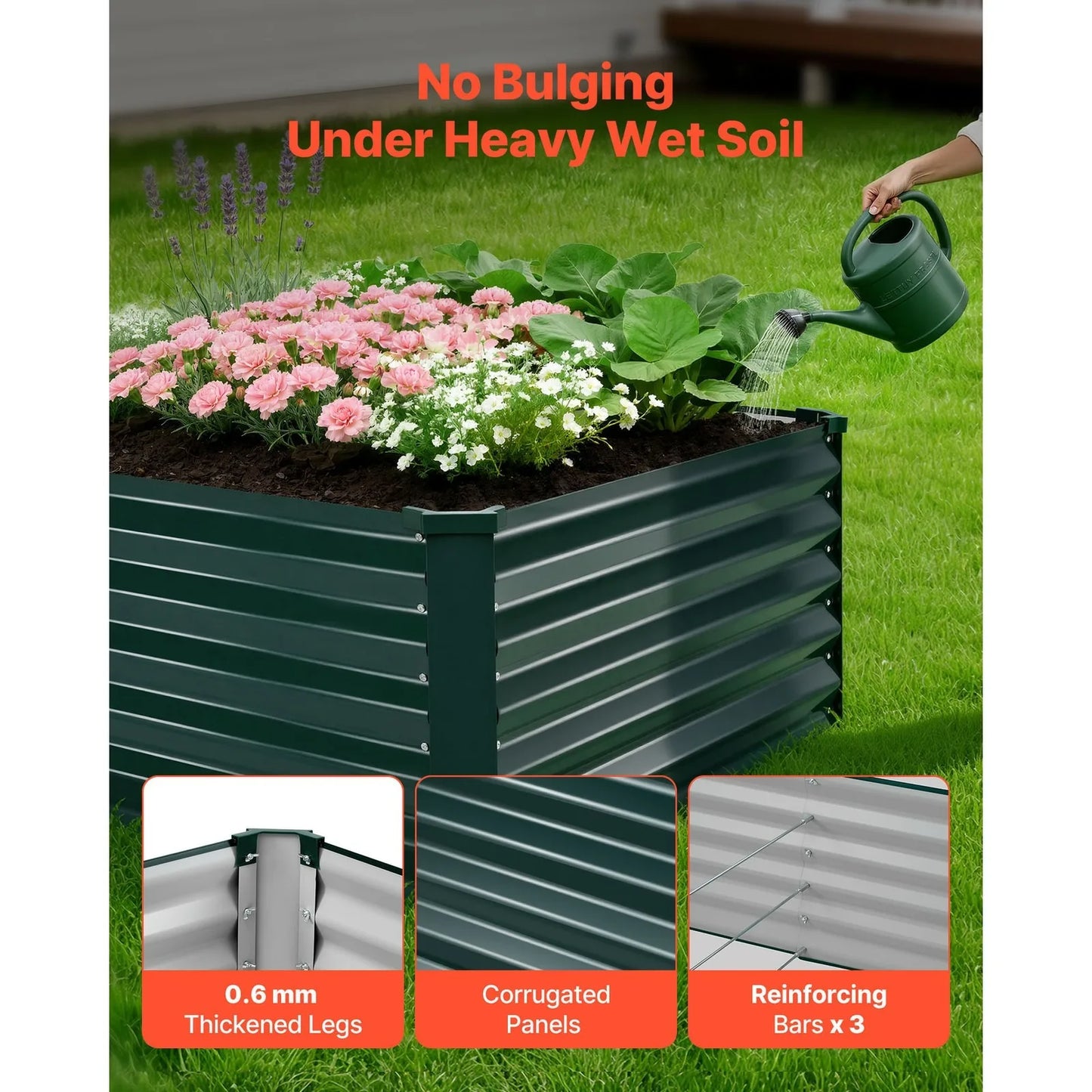 Galvanized Metal Raised Garden Bed 6.67x3.35x1.51 ft Rectangular Planter