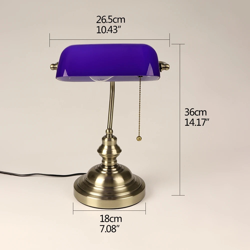 Desk lamp Table Light glass banker‘s lamp zipper switch for bedroom home stuy restaurant library office light night lamp