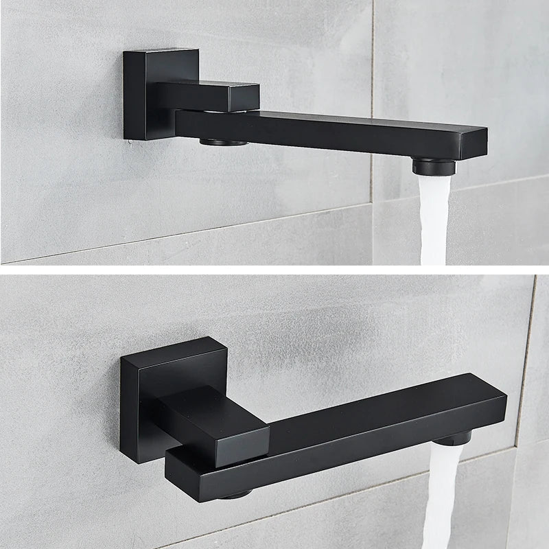 Black Shower Set Wall Mounted Shower Faucet Mixer 8/10/12/16 inch Rainfall Bathroom Shower Tap with Handshower Rotate Bath Spout