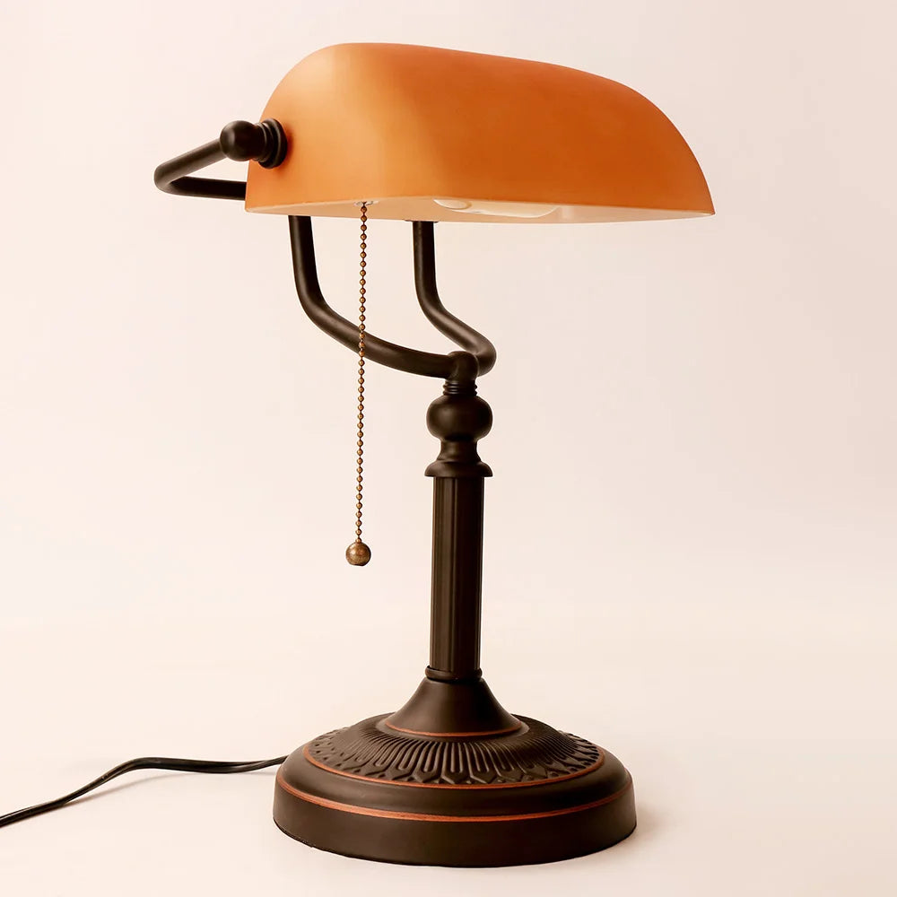 Desk lamp Table Light glass banker‘s lamp zipper switch for bedroom home stuy restaurant library office light night lamp