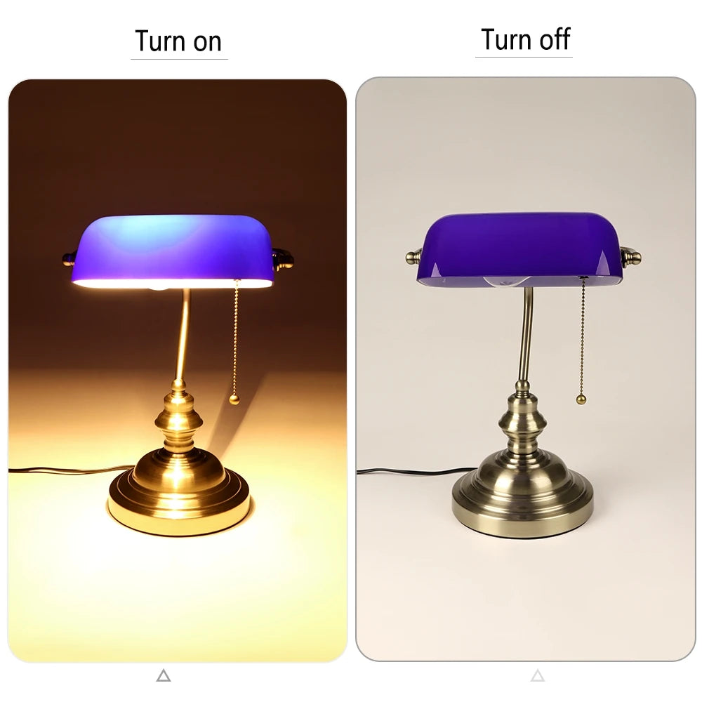 Desk lamp Table Light glass banker‘s lamp zipper switch for bedroom home stuy restaurant library office light night lamp