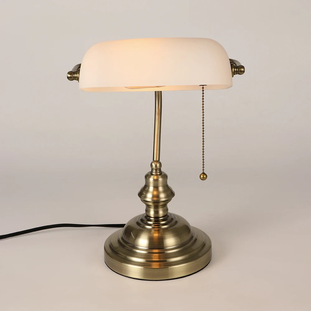 Desk lamp Table Light glass banker‘s lamp zipper switch for bedroom home stuy restaurant library office light night lamp