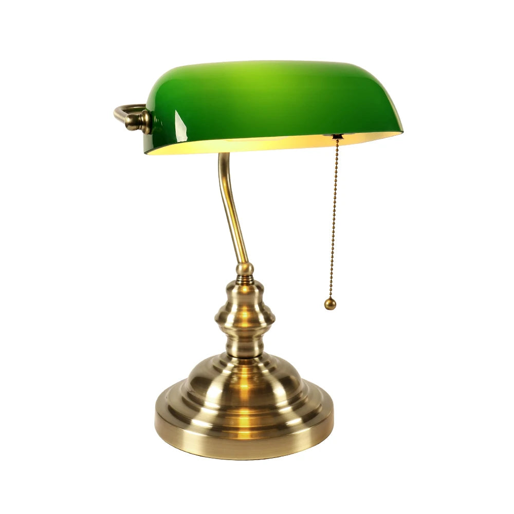 Desk lamp Table Light glass banker‘s lamp zipper switch for bedroom home stuy restaurant library office light night lamp