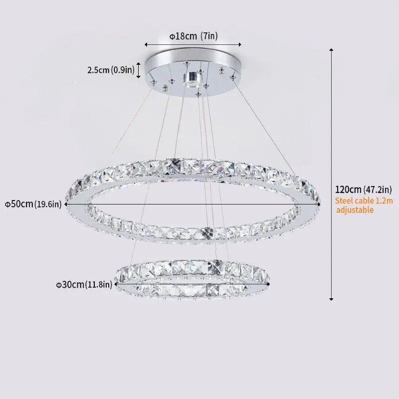 Crystal Led Ring Pendant Lights Modern Chandelier Ceiling Lamps Living Dining Room Decoration Lustre Hanging Fixtures Luminaire