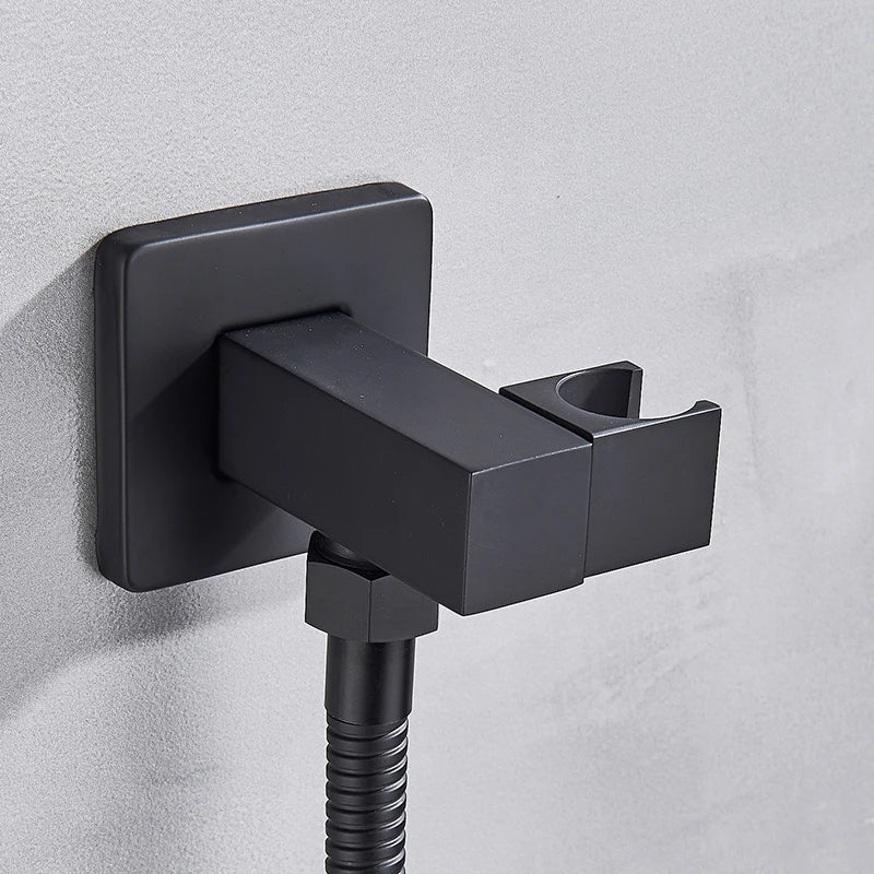 Black Shower Set Wall Mounted Shower Faucet Mixer 8/10/12/16 inch Rainfall Bathroom Shower Tap with Handshower Rotate Bath Spout