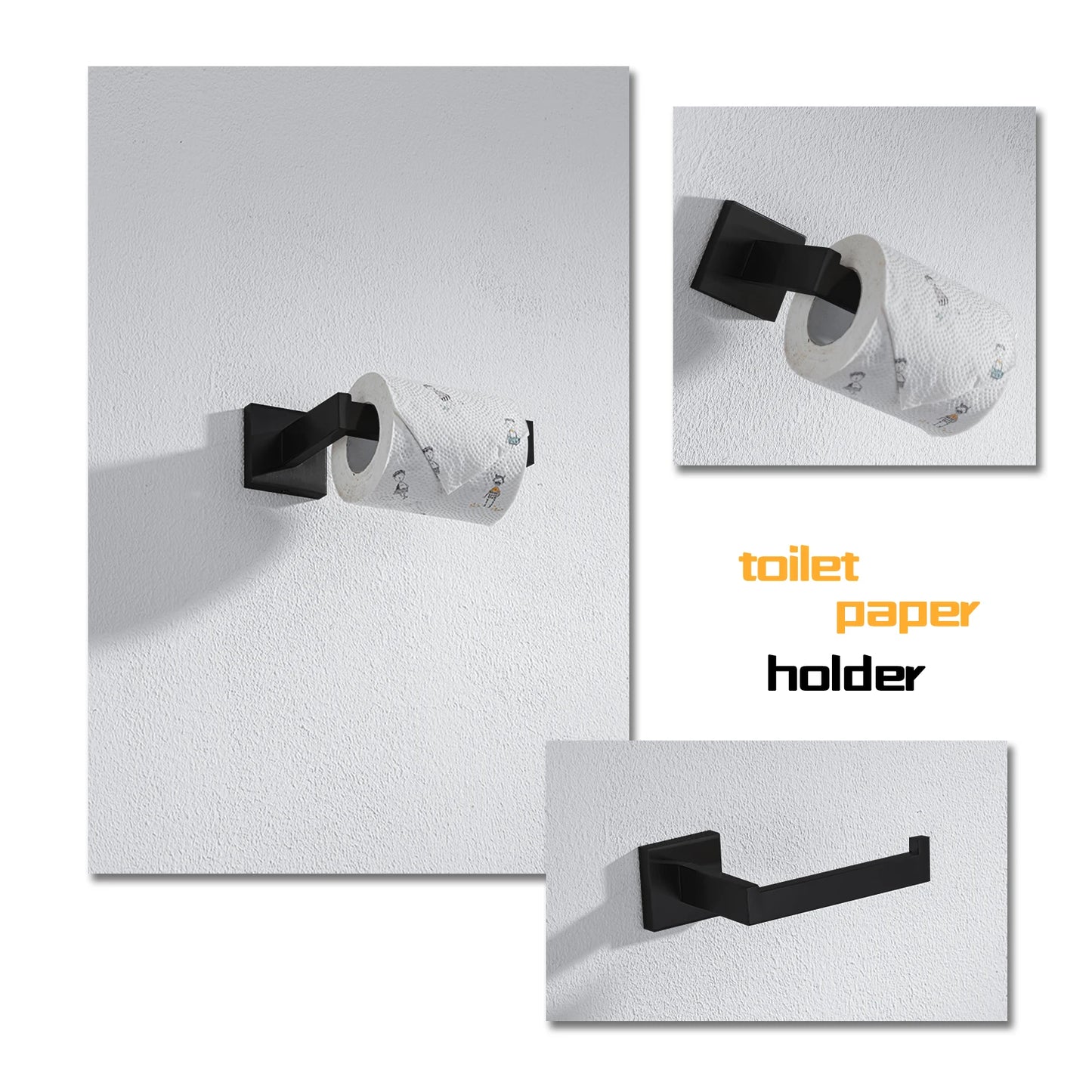Bathroom Hardware Set Bathroom Accessories Black Robe Hook Towel Rail Bar Rack Bar Shelf Tissue Paper Holder Toothbrush Holder