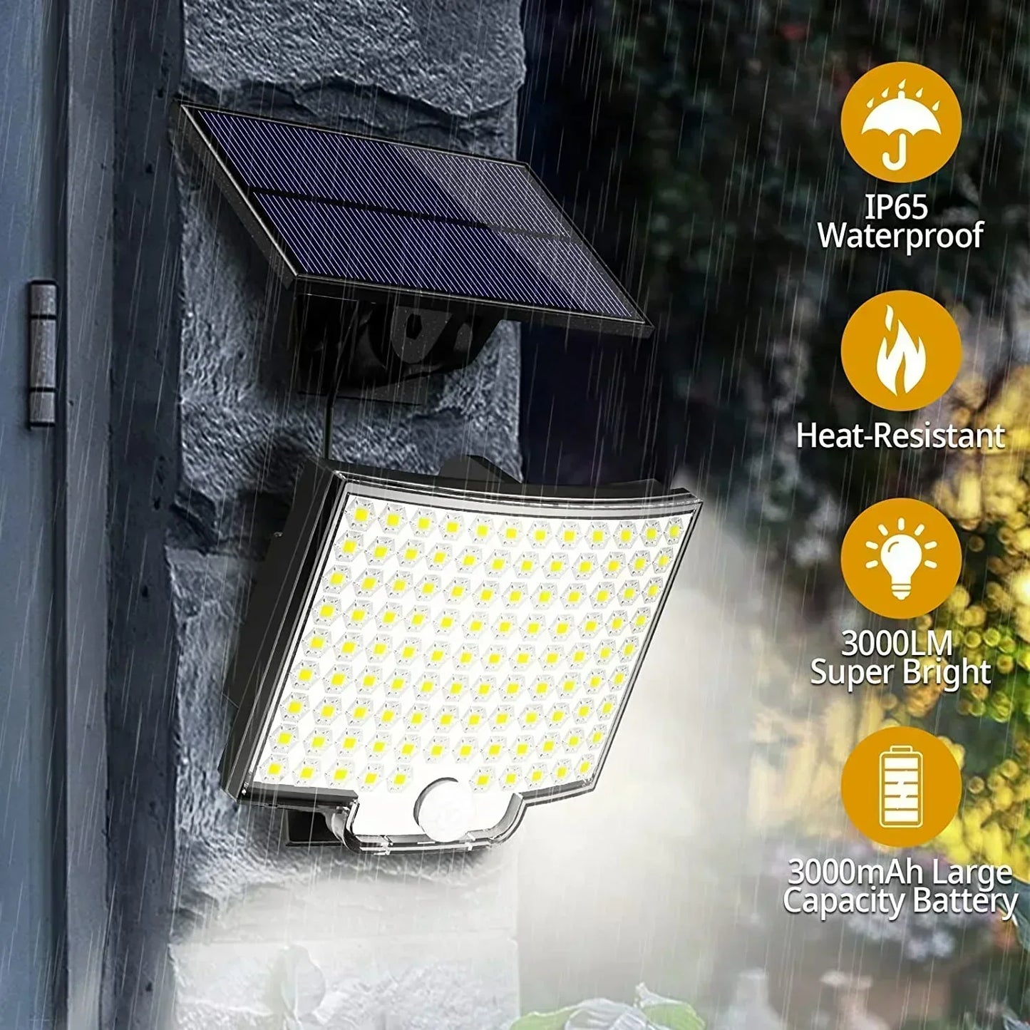 IP65 Waterproof Solar Outdoor Light - LED Motion Sensor Light - Security Floodlight with Remote Control for Patio, Garage, Yard