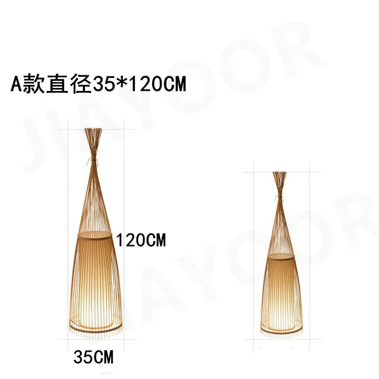 Art Chinese Floor Lamp Retro Bamboo Weaving Living Room Tea Room Japanese Bedroom Classic Creative Ornament Lighting Fixtures