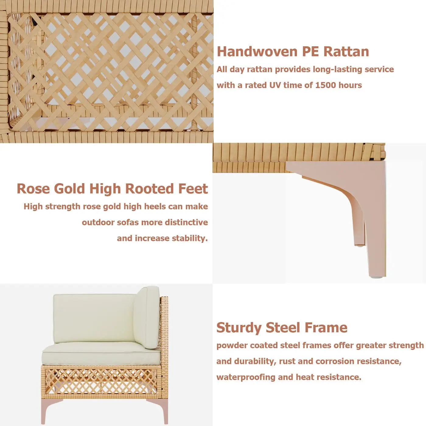7-Piece Outdoor Patio Furniture Set, Wicker Outdoor Sectional Set with Tempered Glass Coffee Table, Boho, Customized
