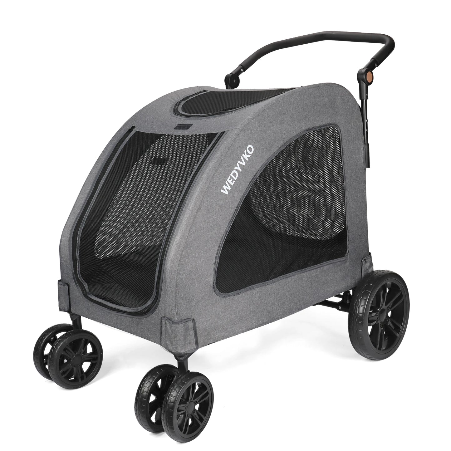 Heavy Duty Dog Stroller for Large Dogs up to 120 lbs, Foldable Pet Wagon with 360° Wheels, All-Round Ventilation, Front & Rear Z