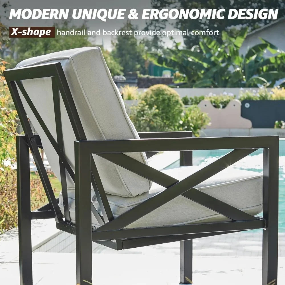 Outdoor Patio Furniture 4 Pieces Set, Outdoor Sectional  Sofa with 5.5 Inch Cushion and Coffee Table, Patio Conversation Sets