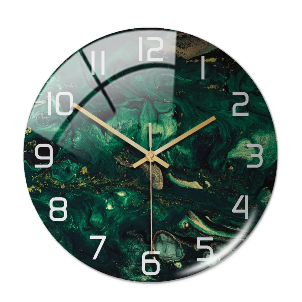 30CM Wall Clock New Listing Round Marble Three-Dimensional Clock Home Decorations For Living Room Kitchen Bedroom And Office