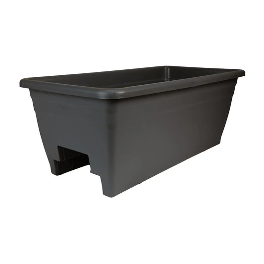 24 Inch Deck Rail Planter Box with Drainage Plug Lightweight UV Resistant for Garden Patio Balcony Fence Black
