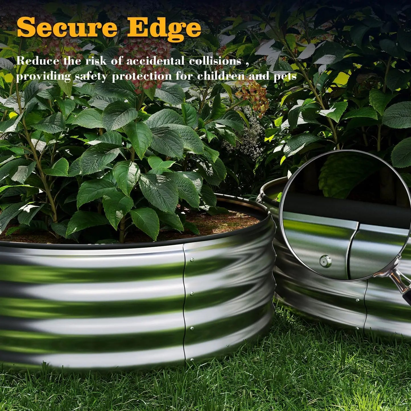Galvanized Metal Round Raised Garden Bed Kit, 3x3x1FT Outdoor Planter Box for Gardening