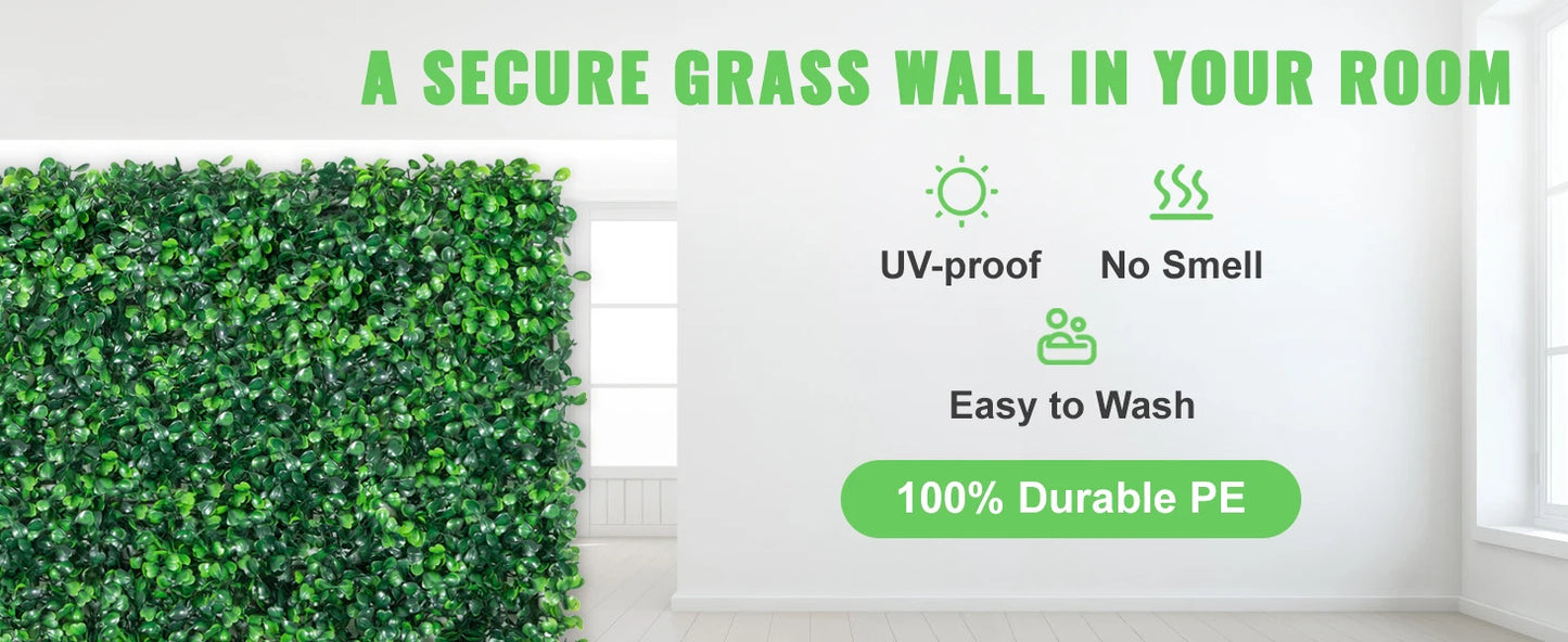 SucceBuy 12PCS 10x10 in Artificial Boxwood Panels Boxwood Hedge Wall Mat Artificial Grass Backdrop Privacy Screen UV Protected