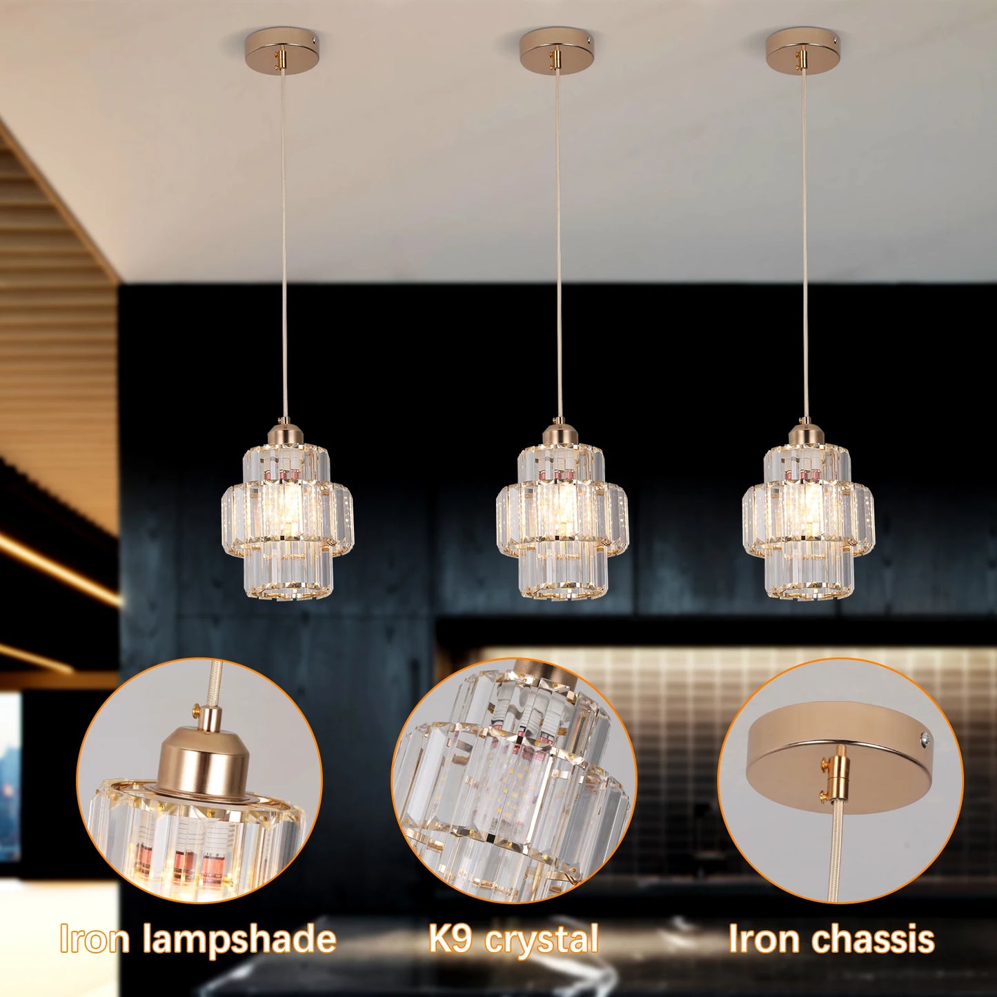 Modern Crystal Ceiling Lamp Glass Pendant Light Living Dining Room Nordic Chandelier Home Hotel Decor Luminaire Bright Fixture