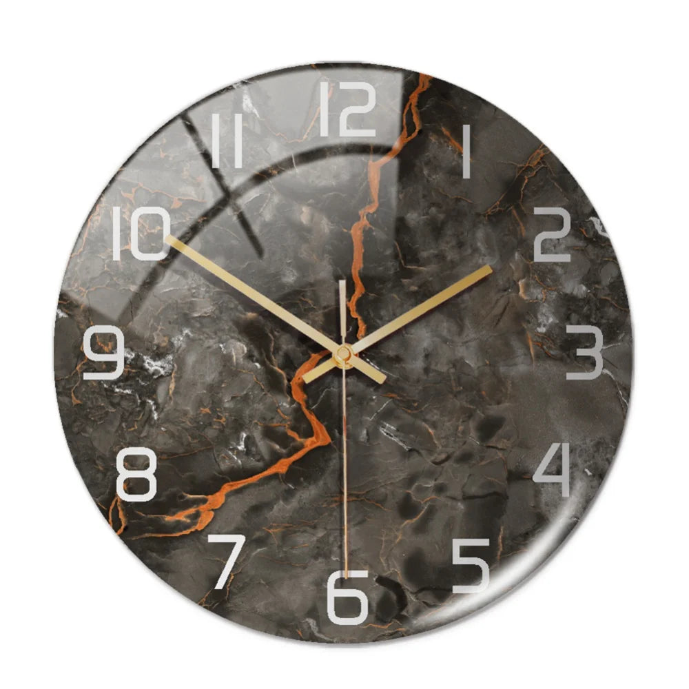 30CM Wall Clock New Listing Round Marble Three-Dimensional Clock Home Decorations For Living Room Kitchen Bedroom And Office