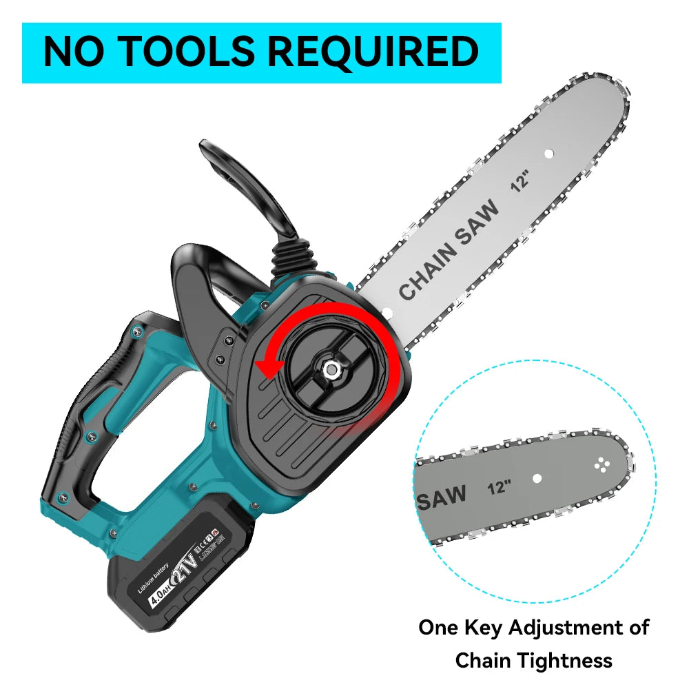 YEARTOP 12 Inch Brushless Electric Chainsaw LED Display Cordless Garden Woodworking Chain Saw Power Tool For Makita 18V Battery