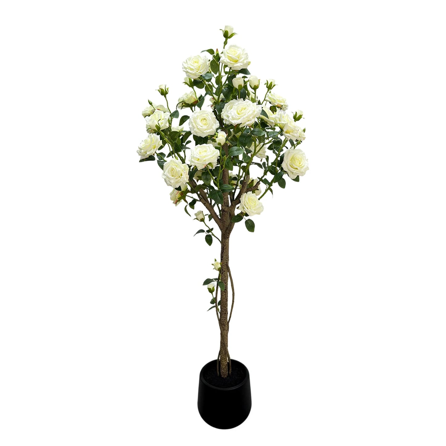 150cm  Fake Flower Tree Artificial White Rose Artificial Flowers Faux Trees Indoor Decor Trees for Home Living Room Porch Farmho