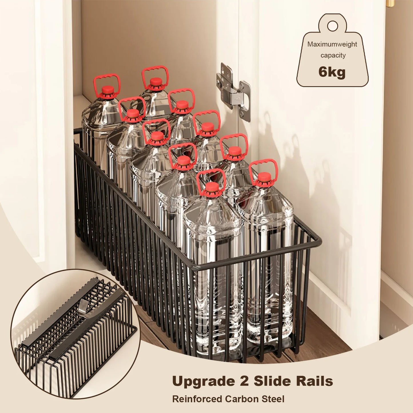 Pull Out Cabinet Organizer, 2 Pack Slide Out Drawers Pantry Shelves Under Sink Clutter Organizer, Storage for Kitchen Bathroom