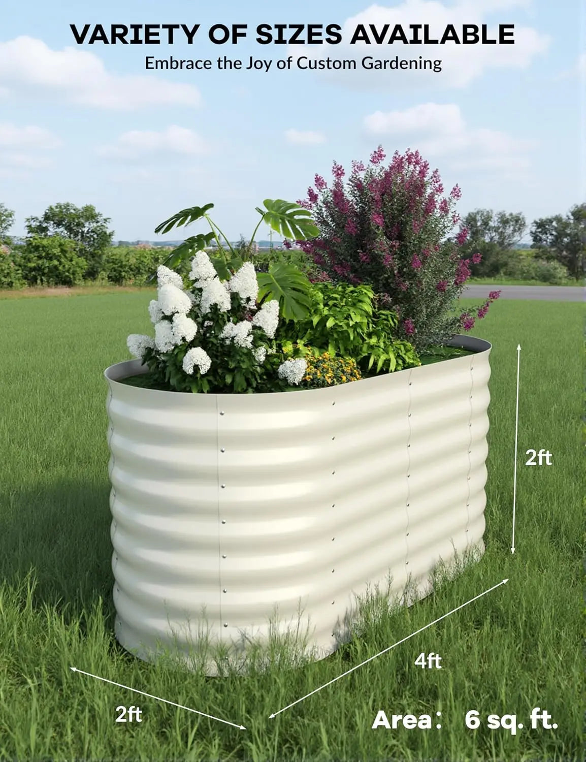 Galvanized Raised Garden Bed Kits Outdoor Metal Grow Garden Planter Box with Open Bottom for Planting Vegetables,Flower,Herb