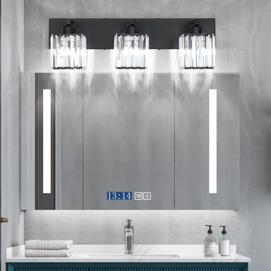 Black Vanity Light Bathroom Lighting Fixtures 3 Light Crystal Modern Bathroom Vanity Light Exclude Bulb