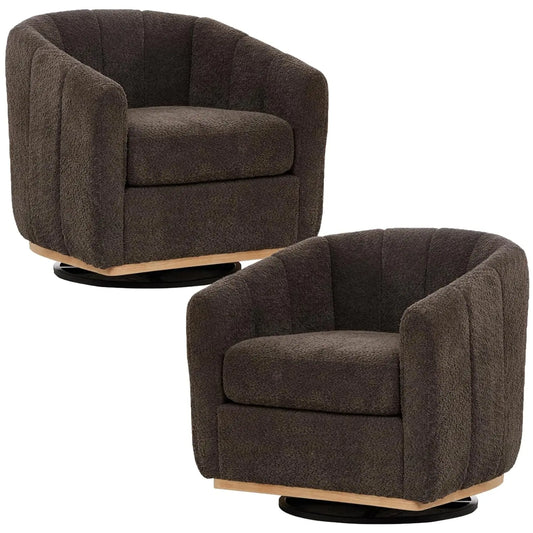 Swivel Accent Chair Set of 2, 360 Degree Square Swivel Chair for Living Room, Mid Century Modern Upholstered Barrel, Customized