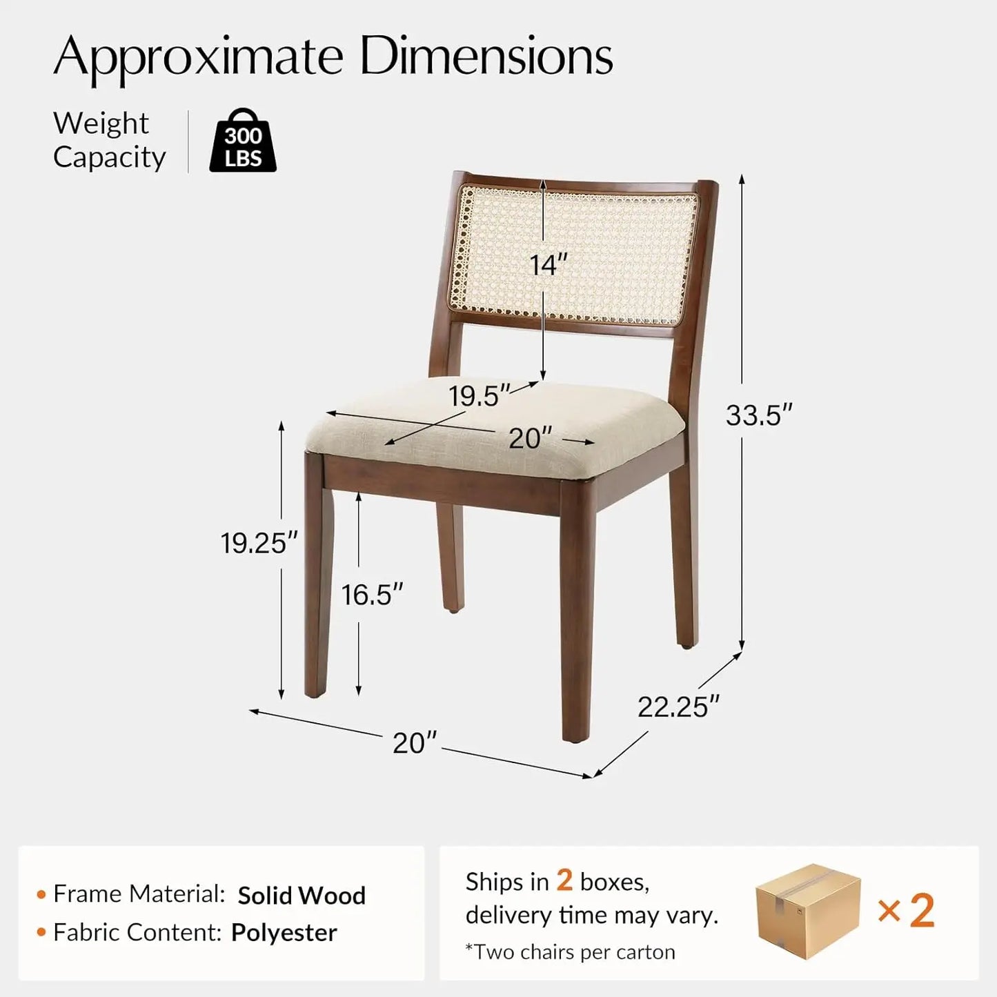 Rattan Dining Chairs Set of 4, French Solid Wood Kitchen Dining Room Chairs with Curved Back, Upholstered Accent, Customized