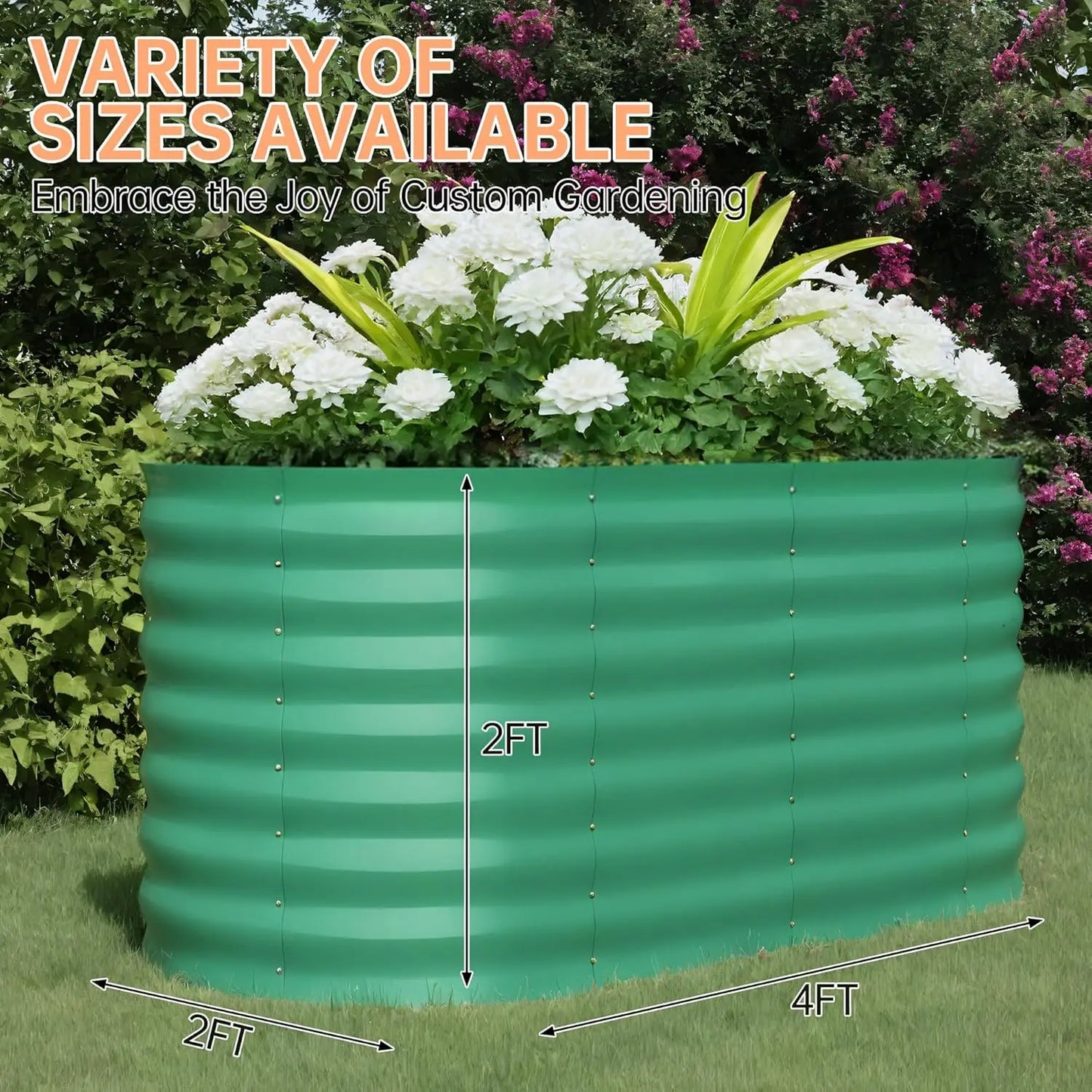 Galvanized Raised Garden Bed Kits Outdoor Metal Grow Garden Planter Box with Open Bottom for Planting Vegetables,Flower,Herb