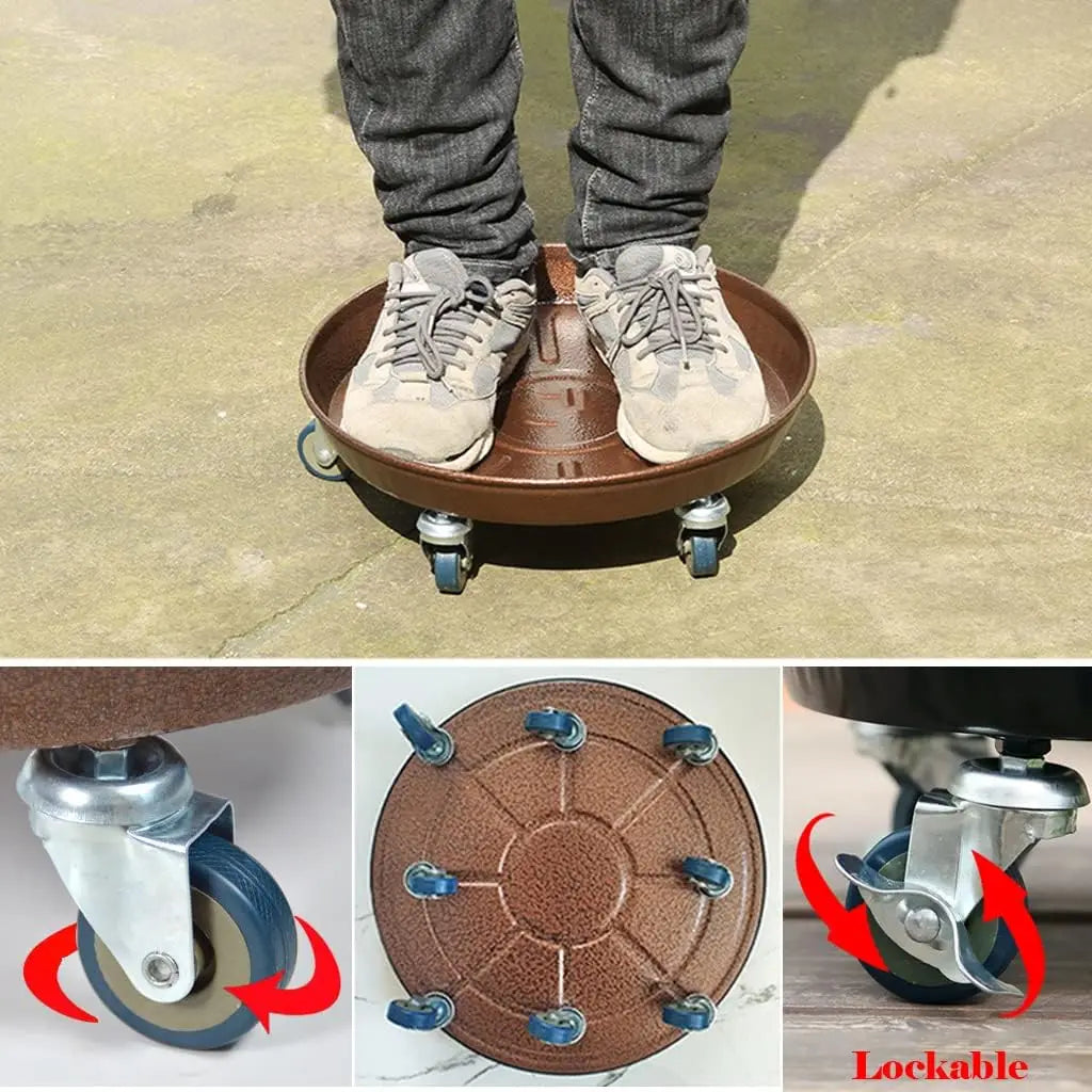 20" Round Plant Stand with Lockable Wheels, 480lb Heavy Duty for Indoor Outdoor Use, Rolling Dolly Planter Caddy