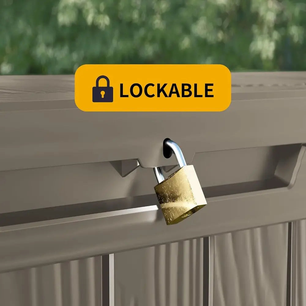 Large Lockable 320 Gallon Outdoor Storage Box for Patio, Pool, and Garden Accessories in Grey