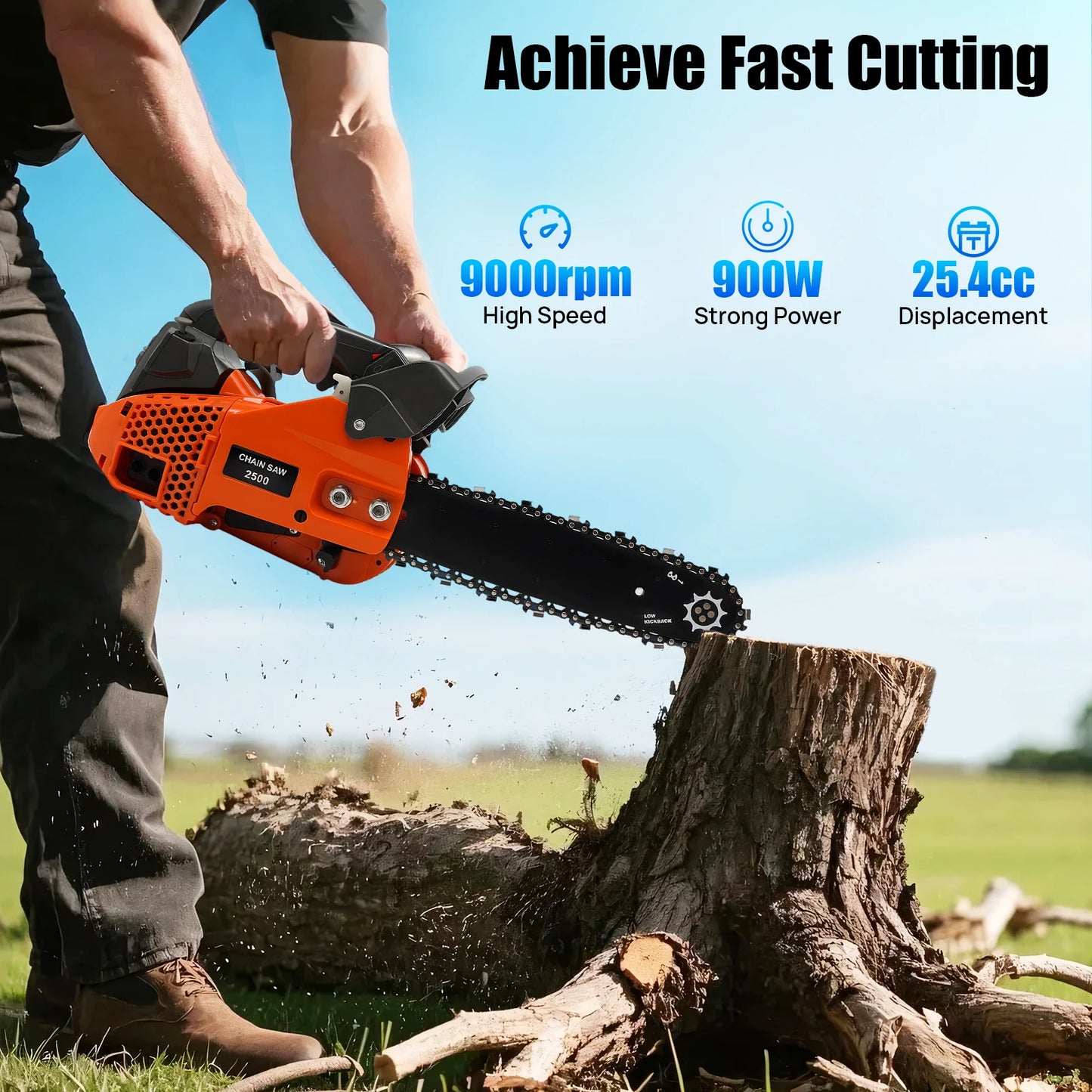 Top Handle Chainsaw Gasoline Chainsaw 2-Stroke Engine Chainsaw 12 Inch Gasoline Chainsaw 25.4Cc