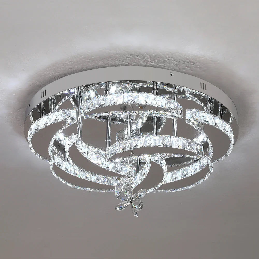 Flower Led Ceiling Lamp Modern Crystal Drop Chandelier Pendant Light Ceiling Light Home Decor Fixtures Living Room RC Dimming