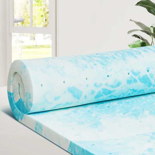 MCQ 4 Inch Memory Foam Mattress Topper Full Size Gel Breathable Cooling Mattress Soft Bed Topper For Home Bedroom Furniture