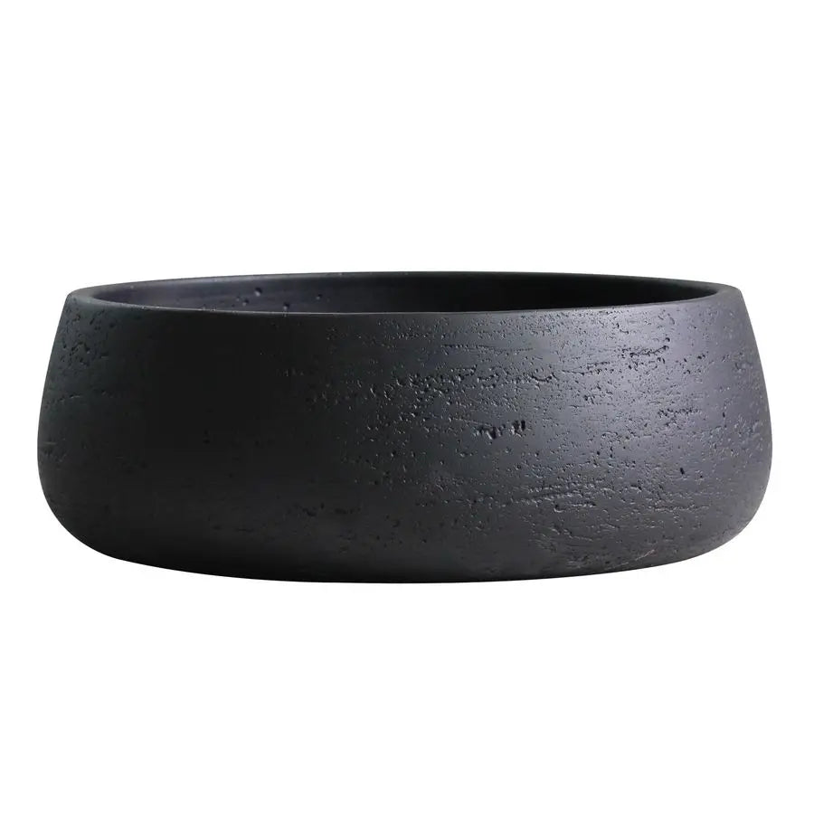 amp Rose Copenhagen Large Ceramic Planter Bowl Shallow Plant Pot Matt Black Flower Pot Indoor and Outdoor Garden Decor