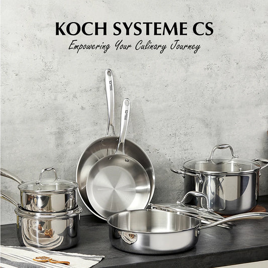 Tri-Ply Stainless Steel Cookware Set 10 Piece, Professional 18/10 Stianless Steel Pots and Pans Set, Oven & Induction Safe