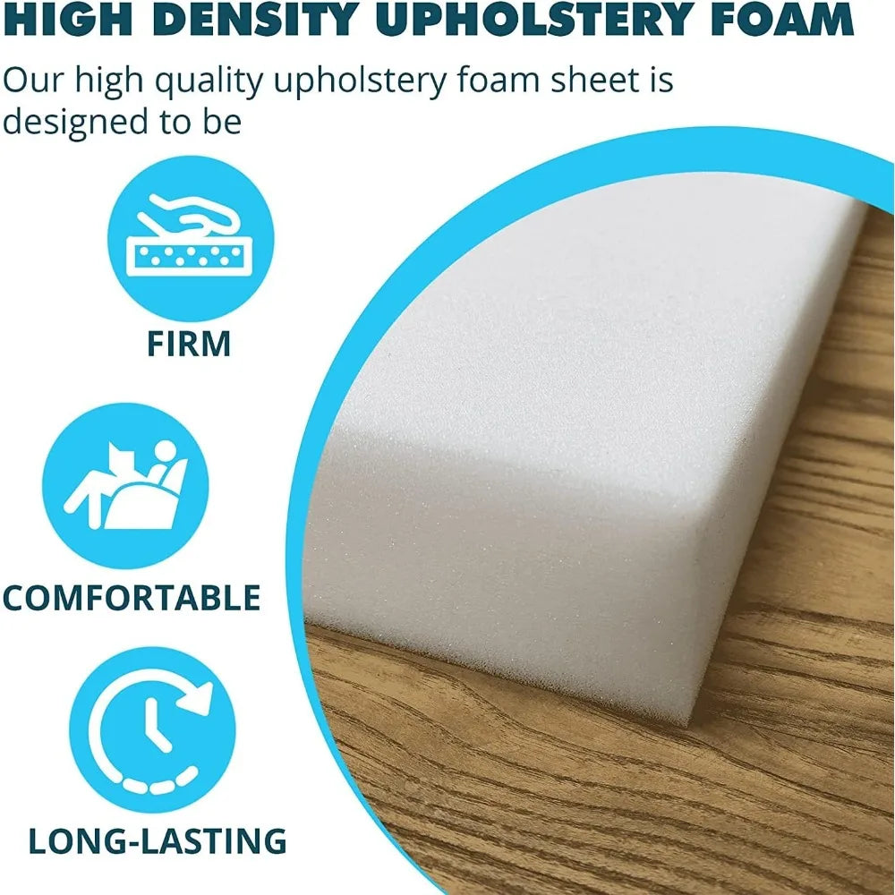 High-Density Outdoor Couch Cushion Replacement, 4 Pack, 4 x 24 x 24 Square Foam Pad for Patio Furniture