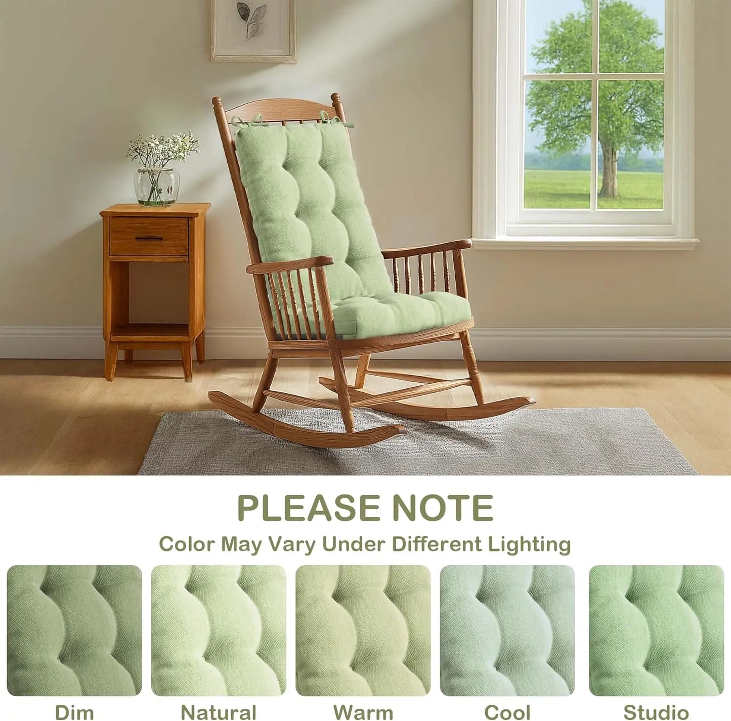 Waterproof Rocking Chair Cushion Set for Outdoor Patio, Fits Most Standard Rockers in Sage Green