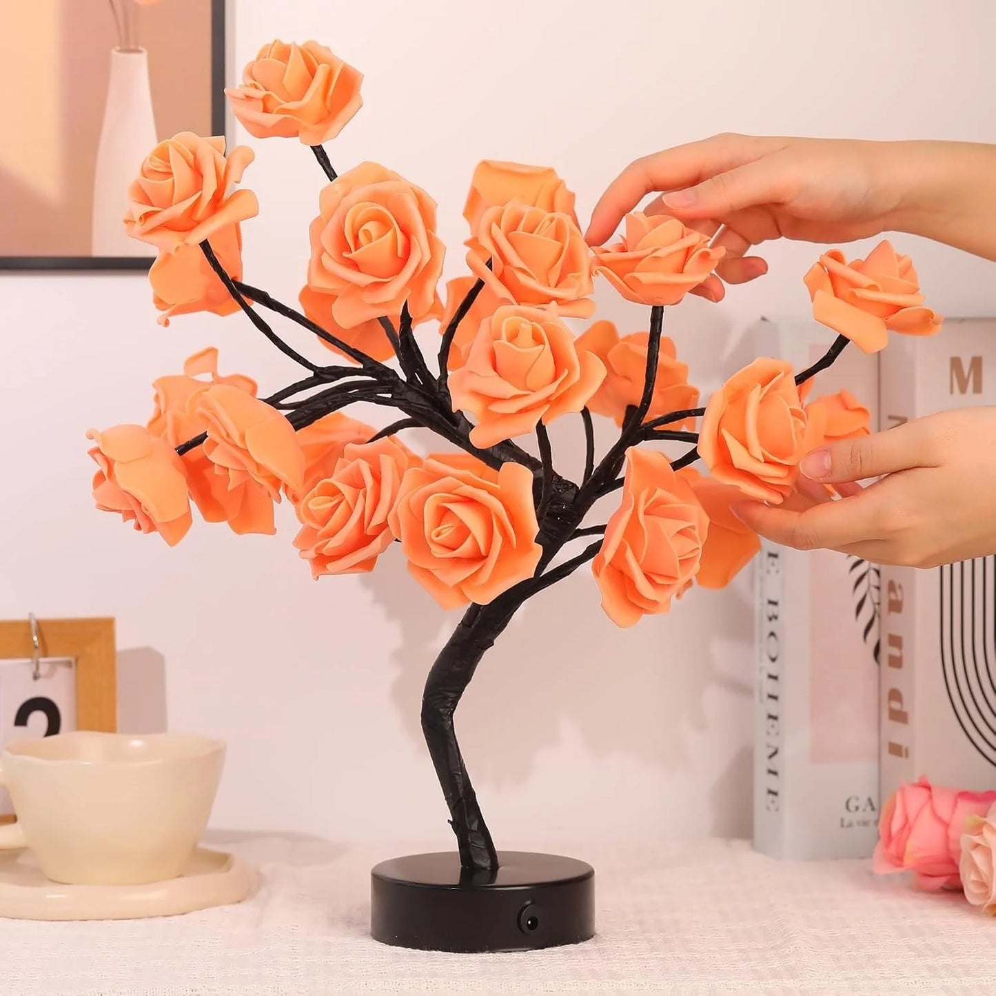 Romantic Rose Tree LED Night Light for Bedroom Desk Lampshade Couple's Proposal Gift Perfect for Valentine's Day